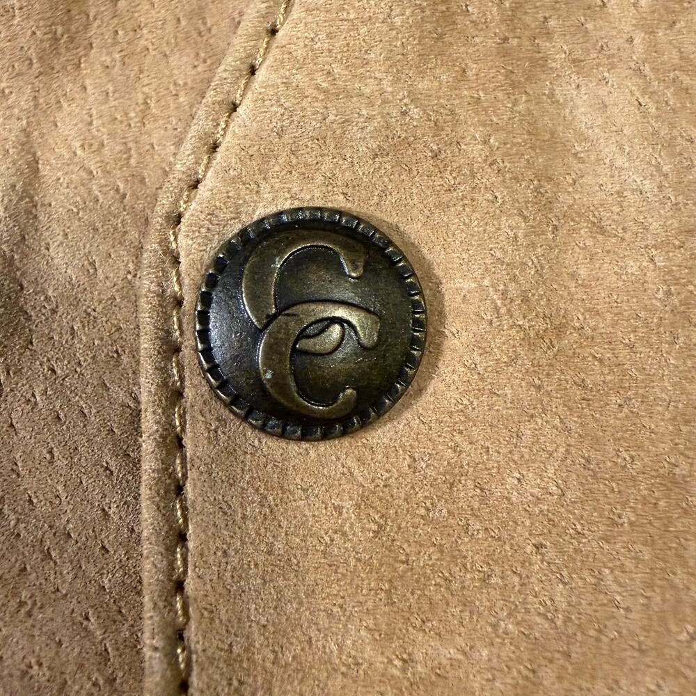 Cripple Creek Tan Suede Leather Western Yoke Button Vest Mens XL - Picture 5 of 8